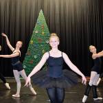 Sequim Ballet dancers, from back left, Saige Turner, Eleanor Byrne, Kate DAmico, Abby Henning, and Madisyn Rayburn, practice a ballet number from The Nutcracker Cracked Up a show that combines both ballet and acting. Sequim Gazette photo by Erin Hawkins