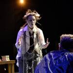 Jacob Marley (Maggie van Dyken) confronts Ebenezer Scrooge (Damon Little) in his home warning him about ghosts coming to visit him in Sequim High Schools production of A Christmas Carol. Sequim Gazette photo by Matthew Nash