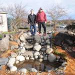 Tristin Holbert, left, and Chance Sare, both freshmen at Sequim High School, helped spearhead a class project to build a pond on the SHS campus in recent weeks. Sequim Gazette photo by Michael Dashiell
