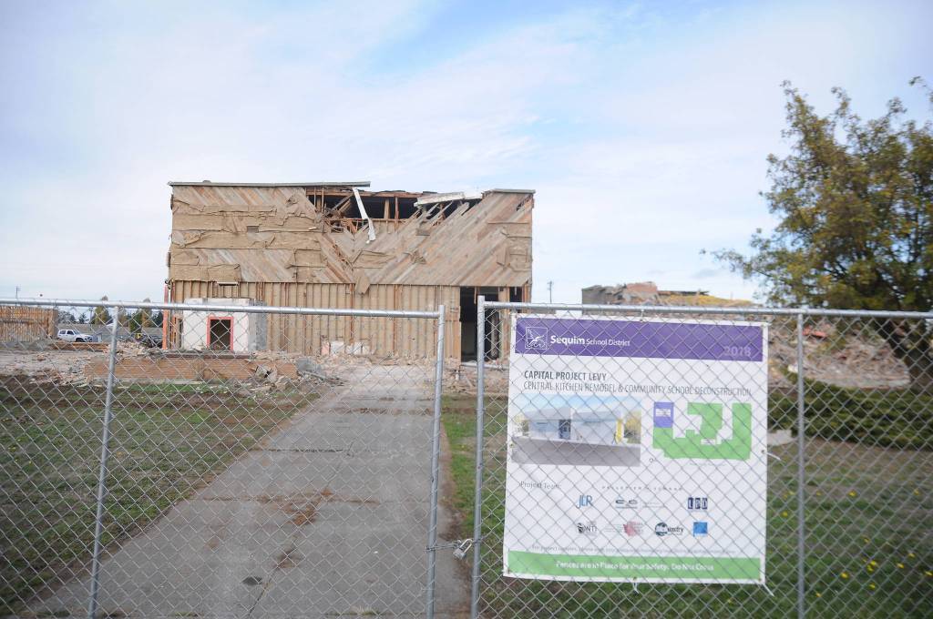 A view of the Sequim Community School as portions of it come down in October. Sequim Gazette file photo by Michael Dashiell