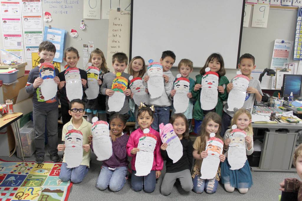 Students in Monique Brashers first-grade class at Greywolf Elementary School celebrate the season with crafts and some letter-writing to Santa Claus. Submitted photo