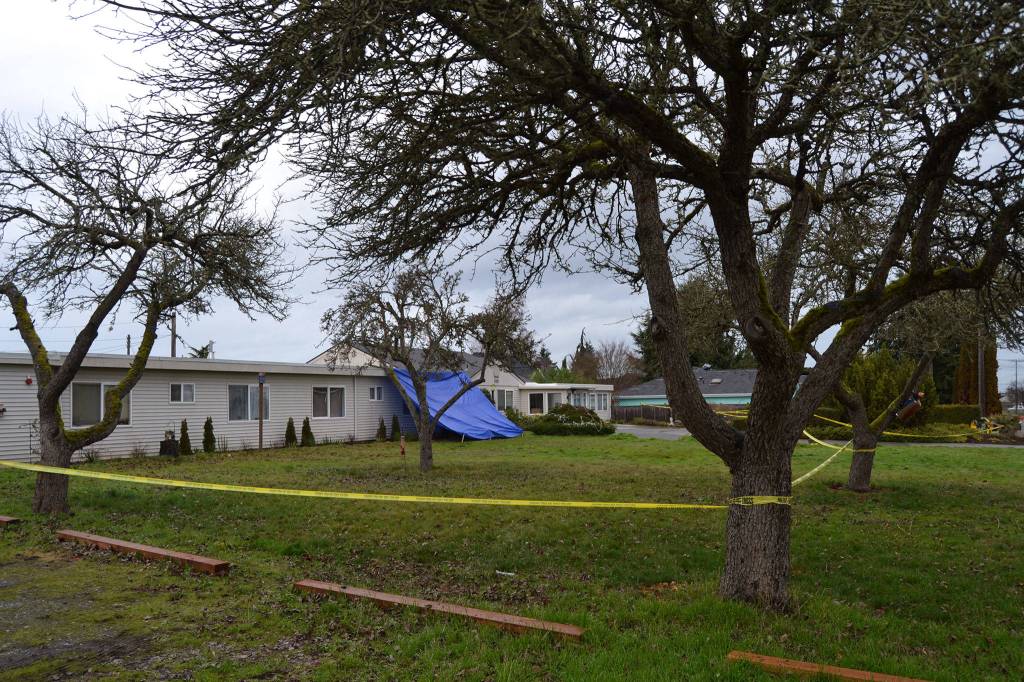 Sequim Police Department continues to investigate the death of a 57-year-old Sequim woman who died inside the Sunbelt Apartments. Nine residents of the complex were displaced Wednesday night as police investigated. Sequim Gazette photo by Matthew Nash