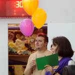 Anthony Porrazzo joins fellow seniors in receiving some accolades and gifts from coach Anita Benitez on Jan. 24, the Wolves final home meet of the 2018-2019 season. Sequim Gazette photo by Michael Dashiell