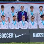 The Storm King boys soccer squad celebrates a strong showing at the PacNW Winter Classic last week. Submitted photo