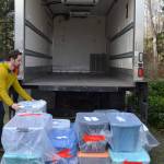 A freezer truck sits outside the Dungeness River Audubon Center on Jan. 24 where Executive Director Powell Jones readies bins with dozens of taxidermy animals for freezing. He said the best way to ensure drugstore beetles dont spread across the centers collection is to freeze them for 48 hours at 18 degrees or below. Sequim Gazette photos by Matthew Nash