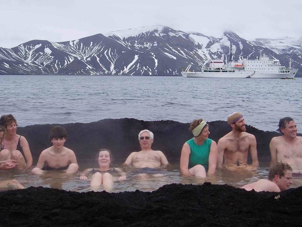 Hot-tubbing on Deception Island. Photo courtesy of Jeff Selby