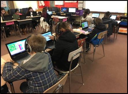 Shannon Prescotts fourth-grade class students learn the basics of computer science. Submitted photo