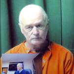 Lynn George Johnson of Sequim appears Wednesday, Feb. 6, by video link before Clallam County Superior Court Judge Brian Coughenour, shown in inset, on multiple charges of child rape and child molestation. Photo by Keith Thorpe/Peninsula Daily News