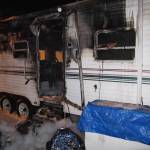 Assistant Fire Chief Dan Orr reports that despite firefighters efforts, a trailer on US Highway 101 in Port Angeles was lost to a fire. Its cause remains under investigation. Photo courtesy of Clallam County Fire District 3