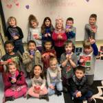 Students in Joey Marceys kindergarten class at Helen Haller Elementary School celebrating Valentines Day. Submitted photo