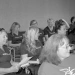 Sequim schools secretaries wear purple shirts that read secretary strong at a board meeting last summer where they rallied for higher pay with teachers and classified staff during contract negotiations with the district. Sequim Gazette file photo by Erin Hawkins