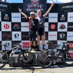Powell Jones celebrates at the finish with the only other single speeder at the race, Kevin Claus. Photo courtesy of Powell Jones