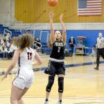 Rick Ross Peninsulas Leilani Padilla shoots against Bellevue. Padilla led the team with 18 points in the Pirates 82-57 win that locked up a North Region championship.