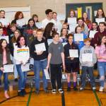 At a recent Honor Roll dessert, Sequim Middle School staff celebrate students who earned grade-point-averages of 3.00 or better for the First Semester. More than 400 students achieved this honor. The celebration was held in the schools gym with certificates and cookie reception. Way to go SMS students! principal Vince Riccobene said. Submitted photo