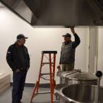 Steve Frazier, superintendent with McKinstry for the Central Kitchen project, answers questions from Sequim School Board President Brian Kuh on March 11. Sequim Gazette photo by Matthew Nash