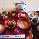 Zen vegetarian lunch in restaurant of Gardens of Tenryuji Temple, Arashiyama, Kyoto, a World Cultural Heritage Site. Photo courtesy of Wendy Feltham