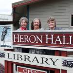 Staff members of the Jamestown SKlallam Tribal Library are, from left, librarian Bonnie Roos, tribal elder Gloria Smith and Jan Jacobson. Sequim Gazette photo by Patricia Morrison Coate