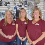 There is a wealth of knowledge in the employees at Bills Plumbing Sanikan. From left are Nancy Coon, co-owner Judy Kilmer and manager Karen Lewis. Sequim Gazette photos by Patricia Morrison Coate