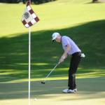 Ben Sweet looks to sink a putt on the 10th hole at The Cedars at Dungeness on March 26. Sequim Gazette photo by Michael Dashiell