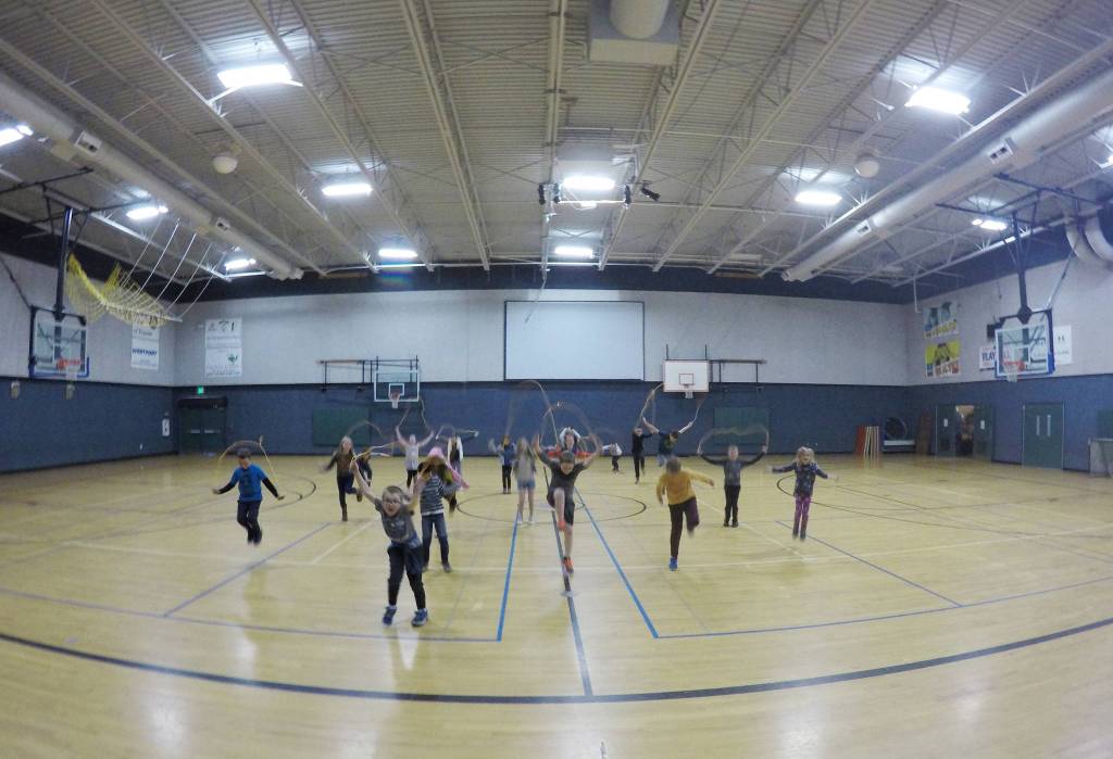Students in Rachel Odens third-grade class at Helen Haller Elementary take part in a jump rope unit at the school. Submitted photo
