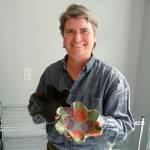 Design engineer Chris Kresa displays a mold printed by her professional 3D printer with the end result, a food-quality ceramic fan bowl. Sequim Gazette photo by Patricia Morrison Coate