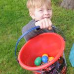 Adrian James, age 4½, shows off quite a haul at the Sequim Elks Lodge Easter Egg Hunt on April 20. Sequim Gazette photo by Michael Dashiell
