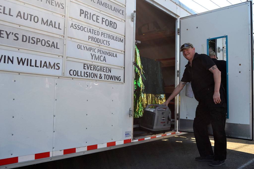 Kevin Kapetan, vehicle coordinator for the Sequim Irrigation Festival, readies a recently donated generator from Tacoma Diesel for the festivals royalty float. They were very, very helpful, he said of the company. Lots of people in the community wanted to help. We recommend they give to the festival in another way. Sequim Gazette photo by Matthew Nash