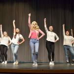 With support from her Delta Nu sorority sisters, Elle Woods, played by Maddy Dietzman, center, decides to enroll in Harvard Law School to pursue her ex-boyfriend. Shes supported by her sorority sisters in Legally Blonde the musical, from left, Charlie Briggs, Bri Rocha, Kariya Johnson, Lindsey Coffman, Makayla Alle and Brianna Jack. Sequim Gazette photo by Matthew Nash