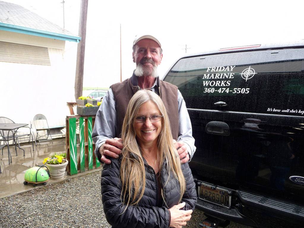 Debbie and Randy Nau, owners of Friday Marine Works, specialize in restoring boats from topside to hull. Sequim Gazette photo by Patricia Morrison Coate
