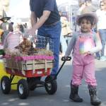 Indira Reichner, 3, of Sequim, pulls a wagon carrying chickens in the Kids Parade on May 4. The youngster took first place in the parades pets category. Sequim Gazette photo by Michael Dashiell