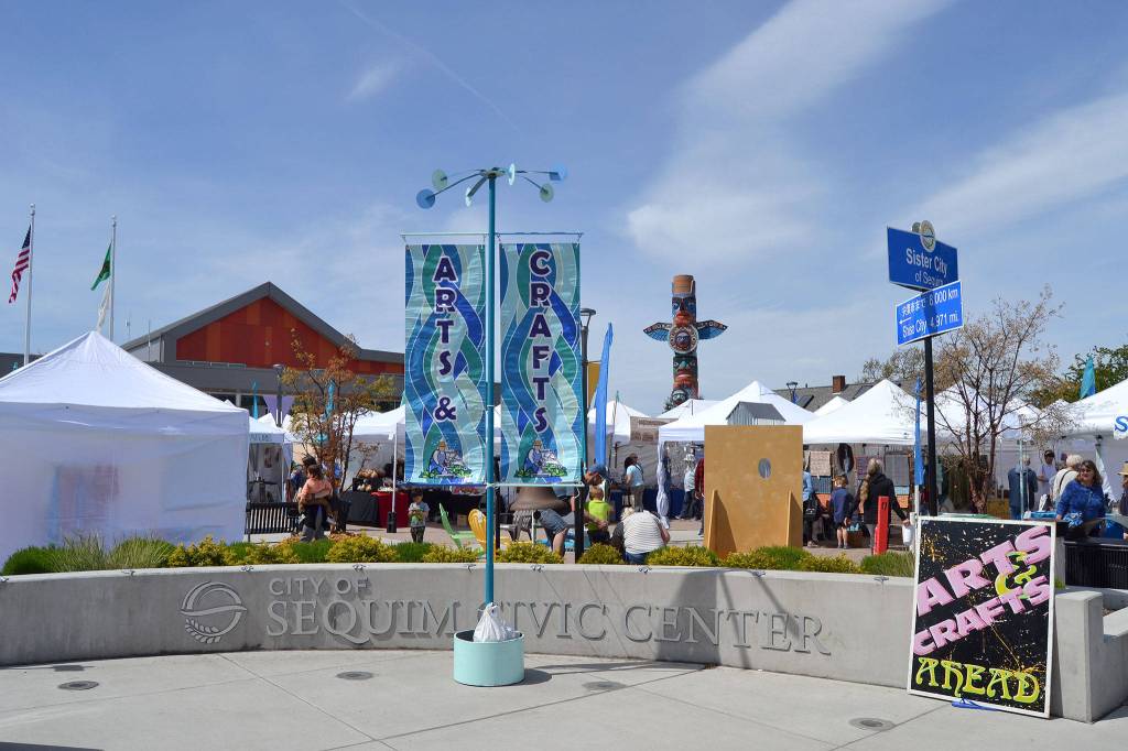The Innovative Arts and Crafts Fair hosted a consistent crowd May 3-5 with live music, food and a lot of vendors in front of the Sequim Civic Center and Seal Street Park. Sequim Gazette photo by Matthew Nash