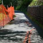 This section of the Olympic Discovery Trail near milepost 26 has been slowly sliding for five years, and riders are finding less and less safely-navigable trail to use. Sequim Gazette photo by Conor Dowley.