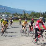 Members of the Olympic Peninsula Bicycle Alliance and the Sequim Easy Riders arrive at Agnew Grocery during one of their weekly group rides. Sequim Gazette photo by Conor Dowley.