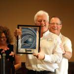 Glenn Smithson, 7 Cedars Casino General Manager, accepts a United Way of Clallam County award at the organizations annual Campaign Celebration at The Cedars at Dungeness on May 9. Presenting the award are 2018 campaign chair Lori Taylor and board member/2017 campaign chair Chris Szczepczynski. Sequim Gazette photo by Michael Dashiell