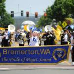 The U.S. Navy-themed Bremerton High School dance/drill team and band entertain the parade-going crowd in Sequim on May 11. Sequim Gazette photo by Michael Dashiell
