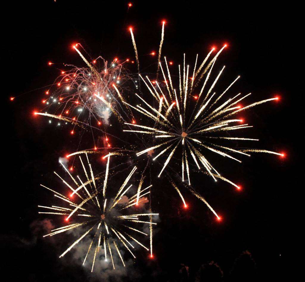 Fireworks light up the sky at the Sequim Logging Show venue on May 10. Sequim Gazette photo by Michael Dashiell