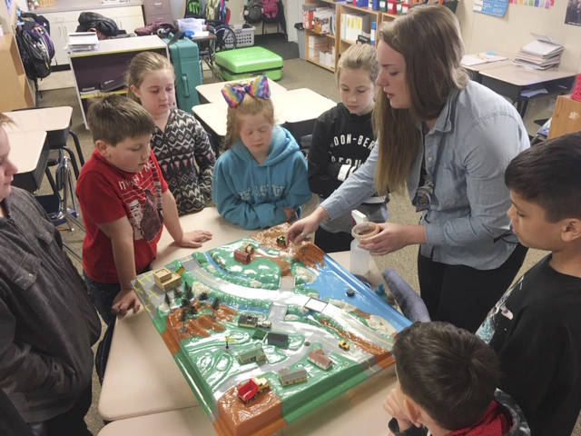 From left, Helen Haller students Jessie Chartier, Hope Hottman, Paxtin Gagner, Izabella Rich and Josiah Tuller-Chavez learn about the North Olympic Watershed. Submitted photo