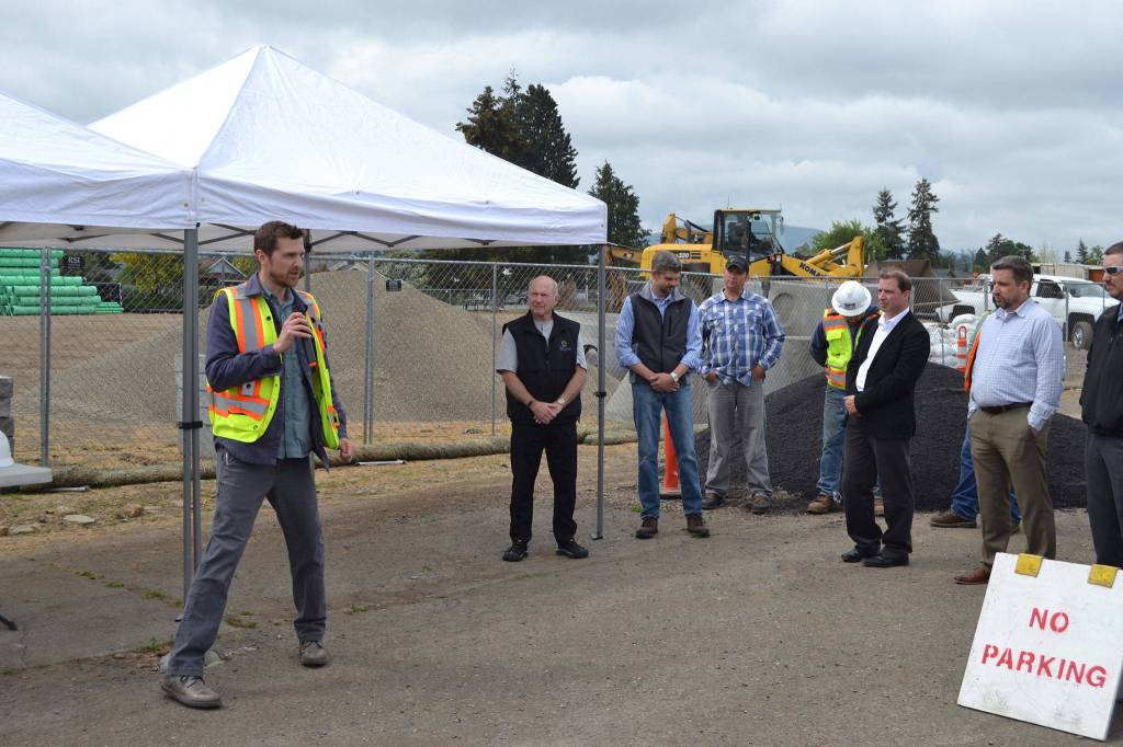 Sequim City Engineer Matt Klontz said on May 16 that West Fir Street has a pavement condition index rating of 26 out of 100 based on professional engineers estimates, and that when the West Fir Street Rehabilitation Project finishes, were hoping its a showcase for others looking to build a complete street. Sequim Gazette photo by Matthew Nash