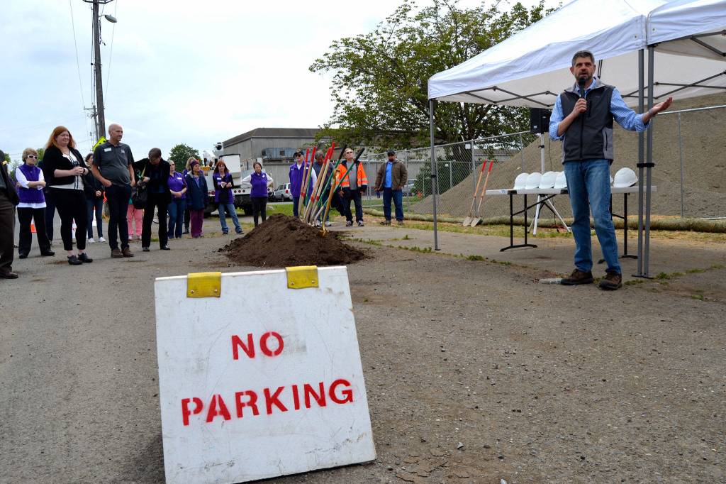 Mark Ozias, Clallam County commissioner, said he was proud of the partnerships between the City of Sequim and other agencies to bring the Fir Street Rehabilitation Project to fruition. Sequim Gazette photo by Matthew Nash