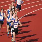 Sequims Murray Bingham leads the 1,600-meter race on May 23. Bingham took third in the event and added an 800-meter title two days later. Photo by Carol Lichten