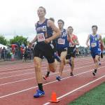 Sequims Murray Bingham races to a first-place finish in a preliminary heat of the 800 meters at the state 2A track and field championships in Tacoma on May 24. Bingham went on to win the 800 title a day later. Sequim Gazette photo by Michael Dashiell