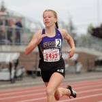Sequim High freshman Riley Pyeatt races in the preliminaries of the 200 meters at the state 2A track and field championships in Tacoma on May 24. Pyeatt placed fifth in the 400-meter race. Sequim Gazette photo by Michael Dashiell