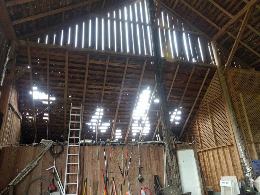 The Olson familys barn at Lavender Connection, in various states of renovation. Photo courtesy of Rebecca Olson