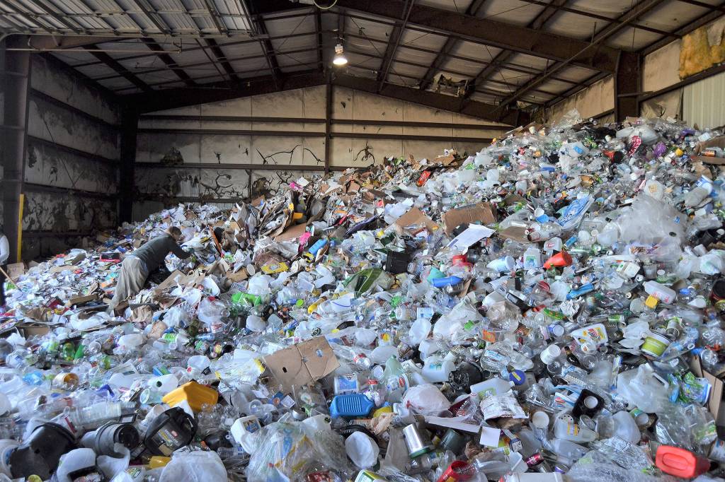 Each week, about 200 bales of co-mingled recycling is sent from the Olympic Peninsula to Tacoma for sorting. Local waste managers look to reduce the amount of contaminated waste going into the recycling stream. Sequim Gazette photos by Matthew Nash