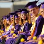 Sequim High graduate-to-be Madeline Patterson, center, joins about 180 of her classmates in graduation ceremonies on June 7. Sequim Gazette photo by Michael Dashiell
