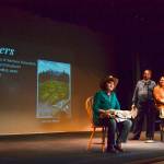 Victoria Miller performs a line about how she met her husband in a scene in Quilters as director Richard Stephens and actress Sarah Shea look on. The musical is part of OTAs 40th season from Feb. 21-March 8, 2020. Sequim Gazette photo by Matthew Nash