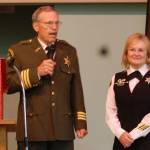 Clallam County Sheriff Bill Benedict congratulates Sylvia Orth, Footprinters of Olympic Peninsula Chapter 74s 2018 Officer of the Year. Submitted photo