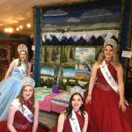 Sequim Irrigation Festival royalty, from left, queen Emily Silva, princesses Brianna Cowan, Kjirstin Foresman and Shelby Wells pose with the Sunbonnet Sue Quilt Clubs annual raffle quilt NorthWest Splendors. Photo courtesy of the Sunbonnet Sue Quilt Club