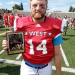 Sequims Riley Cowan was named the West Teams offensive MVP in the 25th annual Earl Barden All-Star Classic on June 22. Cowan rushed for 35 yards and threw a touchdown pass for the West. Submitted photo
