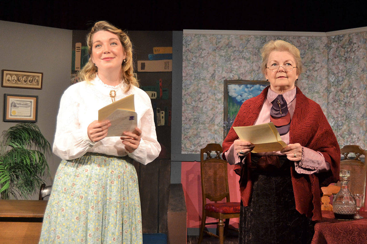 Kait Saafold and Sharon DelaBarre strike up a friendship via letters in Olympic Theatre Arts Immigrant Garden - Letters starting July 12. Sequim Gazette photo by Matthew Nash